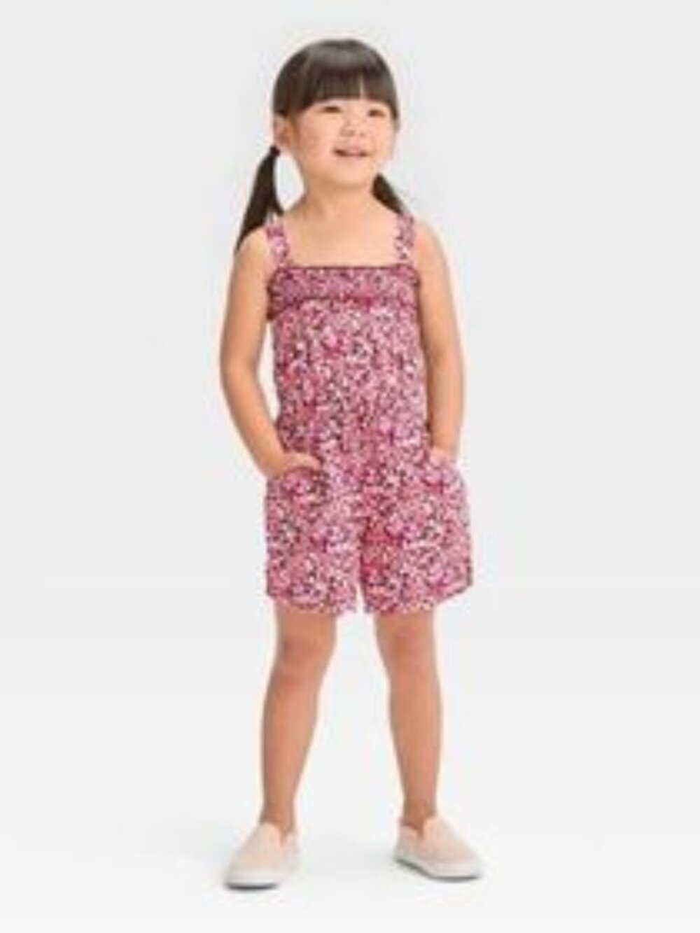 Brand New Cat & Jack Toddler Girls' Floral Woven Romper - Burgundy, Size 3t.